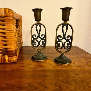 VTG Black Iron Candle Holders